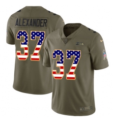 Men's Nike Seattle Seahawks #37 Shaun Alexander Limited Olive/USA Flag 2017 Salute to Service NFL Jersey
