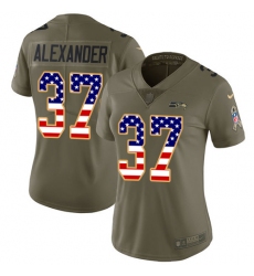 Women's Nike Seattle Seahawks #37 Shaun Alexander Limited Olive/USA Flag 2017 Salute to Service NFL Jersey