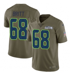 Men's Nike Seattle Seahawks #68 Justin Britt Limited Olive 2017 Salute to Service NFL Jersey
