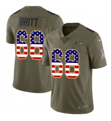 Youth Nike Seattle Seahawks #68 Justin Britt Limited Olive/USA Flag 2017 Salute to Service NFL Jersey