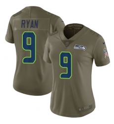 Women's Nike Seattle Seahawks #9 Jon Ryan Limited Olive 2017 Salute to Service NFL Jersey