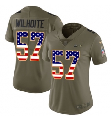 Women's Nike Seattle Seahawks #57 Michael Wilhoite Limited Olive/USA Flag 2017 Salute to Service NFL Jersey