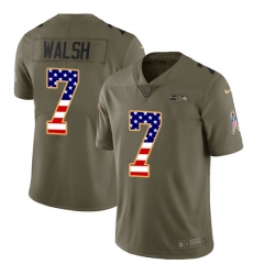 Men's Nike Seattle Seahawks #7 Blair Walsh Limited Olive/USA Flag 2017 Salute to Service NFL Jersey