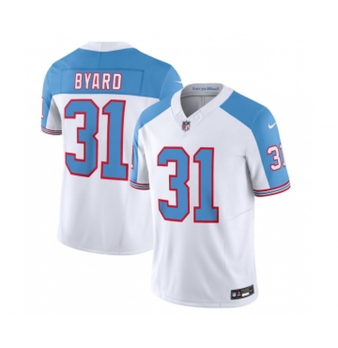 Men's Nike Tennessee Titans #31 Kevin Byard White Blue 2023 F.U.S.E. Vapor Limited Throwback Football Stitched Jersey