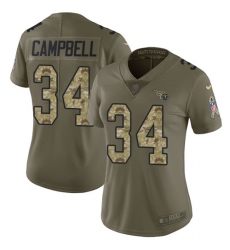 Women's Nike Tennessee Titans #34 Earl Campbell Limited Olive/Camo 2017 Salute to Service NFL Jersey