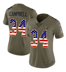 Women's Nike Tennessee Titans #34 Earl Campbell Limited Olive/USA Flag 2017 Salute to Service NFL Jersey