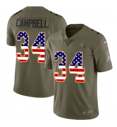 Youth Nike Tennessee Titans #34 Earl Campbell Limited Olive/USA Flag 2017 Salute to Service NFL Jersey
