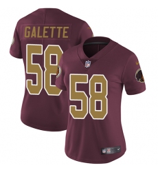 Women's Nike Washington Redskins #58 Junior Galette Burgundy Red/Gold Number Alternate 80TH Anniversary Vapor Untouchable Limited Player NFL Jersey