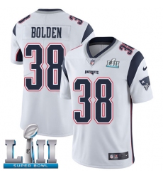 Men's Nike New England Patriots #38 Brandon Bolden White Vapor Untouchable Limited Player Super Bowl LII NFL Jersey