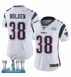 Women's Nike New England Patriots #38 Brandon Bolden White Vapor Untouchable Limited Player Super Bowl LII NFL Jersey