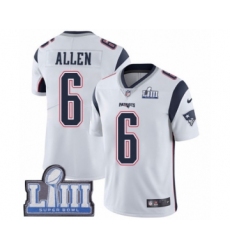 Men's Nike New England Patriots #6 Ryan Allen White Vapor Untouchable Limited Player Super Bowl LIII Bound NFL Jersey