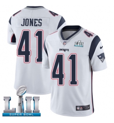 Men's Nike New England Patriots #41 Cyrus Jones White Vapor Untouchable Limited Player Super Bowl LII NFL Jersey