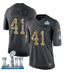 Youth Nike New England Patriots #41 Cyrus Jones Limited Black 2016 Salute to Service Super Bowl LII NFL Jersey