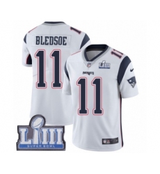 Men's Nike New England Patriots #11 Drew Bledsoe White Vapor Untouchable Limited Player Super Bowl LIII Bound NFL Jersey