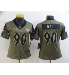 Women's Pittsburgh Steelers #90 T. J. Watt Nike Olive 2021 Salute To Service Limited Player Jersey