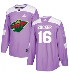 Youth Adidas Minnesota Wild #16 Jason Zucker Authentic Purple Fights Cancer Practice NHL Jersey
