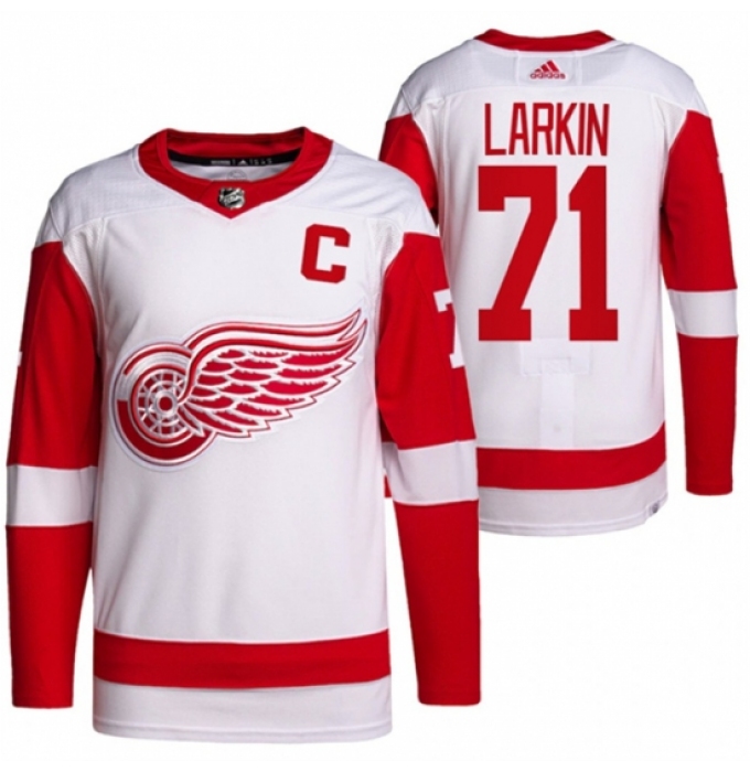 Men's Detroit Red Wings #71 Dylan Larkin White Stitched Jersey