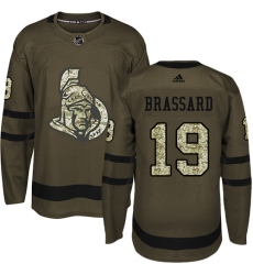 Men's Adidas Ottawa Senators #19 Derick Brassard Premier Green Salute to Service NHL Jersey