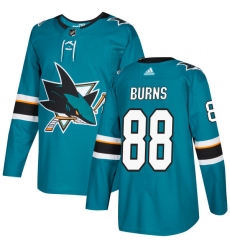 Men's Adidas San Jose Sharks #88 Brent Burns Authentic Teal Green Home NHL Jersey