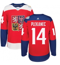 Men's Adidas Team Czech Republic #14 Tomas Plekanec Authentic Red Away 2016 World Cup of Hockey Jersey