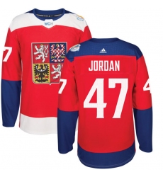 Men's Adidas Team Czech Republic #47 Michal Jordan Premier Red Away 2016 World Cup of Hockey Jersey