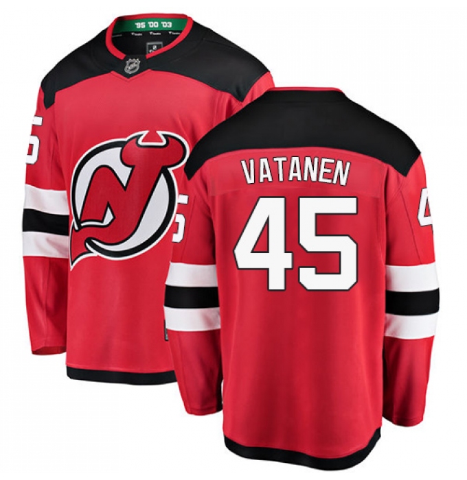 Men's New Jersey Devils #45 Sami Vatanen Fanatics Branded Red Home Breakaway NHL Jersey