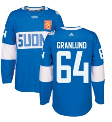 Men's Adidas Team Finland #64 Mikael Granlund Premier Blue Away 2016 World Cup of Hockey Jersey