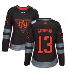 Women's Adidas Team North America #13 Johnny Gaudreau Premier Black Away 2016 World Cup of Hockey Jersey