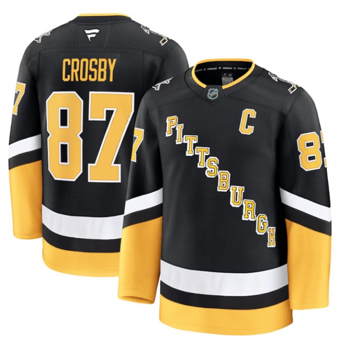 Men's Pittsburgh Penguins #87 Sidney Crosby Black 2024-25 Alternate Stitched Hockey Jersey