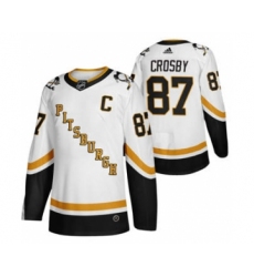 Men's Pittsburgh Penguins #87 Sidney Crosby White 2020-21 Reverse Retro Alternate Hockey Jersey