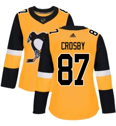 Women's Adidas Pittsburgh Penguins #87 Sidney Crosby Authentic Gold Alternate NHL Jersey