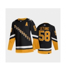 Men's Pittsburgh Penguins #58 Kris Letang Black 2021-2022 Stitched Jersey