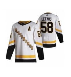 Men's Pittsburgh Penguins #58 Kris Letang White 2020-21 Reverse Retro Alternate Hockey Jersey