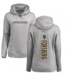 NHL Women's Adidas Nashville Predators #9 Filip Forsberg Ash Backer Pullover Hoodie