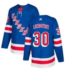 Men's Adidas New York Rangers #30 Henrik Lundqvist Authentic Royal Blue Home NHL Jersey