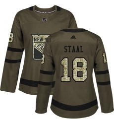 Women's Adidas New York Rangers #18 Marc Staal Authentic Green Salute to Service NHL Jersey