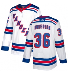 Women's Reebok New York Rangers #36 Glenn Anderson Authentic White Away NHL Jersey