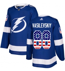 Men's Adidas Tampa Bay Lightning #88 Andrei Vasilevskiy Authentic Blue USA Flag Fashion NHL Jersey