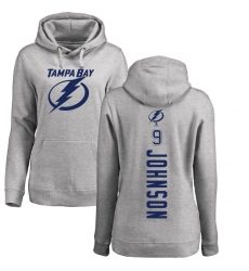 NHL Women's Adidas Tampa Bay Lightning #9 Tyler Johnson Ash Backer Pullover Hoodie