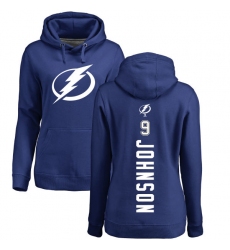 NHL Women's Adidas Tampa Bay Lightning #9 Tyler Johnson Royal Blue Backer Pullover Hoodie