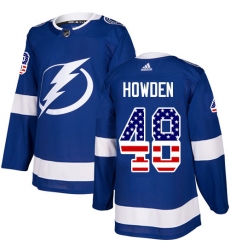 Youth Adidas Tampa Bay Lightning #48 Brett Howden Authentic Blue USA Flag Fashion NHL Jersey