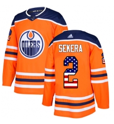 Men's Adidas Edmonton Oilers #2 Andrej Sekera Authentic Orange USA Flag Fashion NHL Jersey