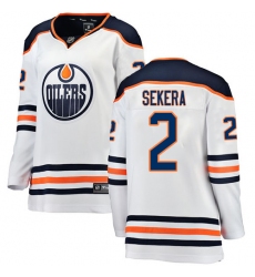 Women's Edmonton Oilers #2 Andrej Sekera Authentic White Away Fanatics Branded Breakaway NHL Jersey