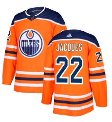 Youth Adidas Edmonton Oilers #22 Jean-Francois Jacques Authentic Orange Home NHL Jersey