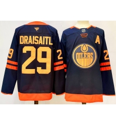 Men's Edmonton Oilers #29 Leon Draisaitl Navy 2024-25 A Stitched Jersey