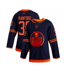 Youth Edmonton Oilers #30 Bill Ranford Authentic Navy Blue Alternate Hockey Jersey