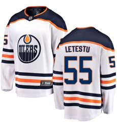 Men's Edmonton Oilers #55 Mark Letestu Fanatics Branded White Away Breakaway NHL Jersey