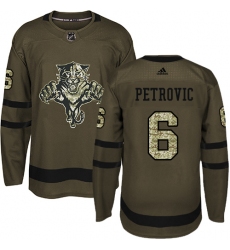 Men's Adidas Florida Panthers #6 Alex Petrovic Authentic Green Salute to Service NHL Jersey