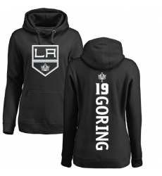 NHL Women's Adidas Los Angeles Kings #19 Butch Goring Black Backer Pullover Hoodie