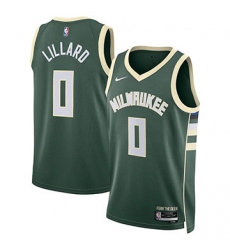 Nike Men's Milwaukee Bucks #0 Damian Lillard Green Statement Dri-FIT Swingman Jersey